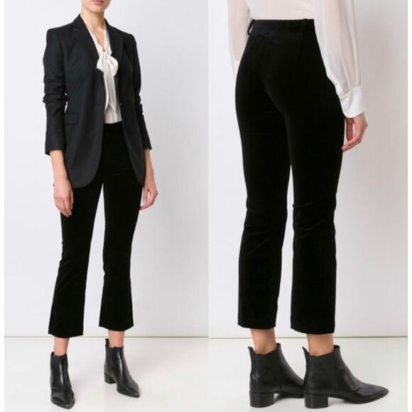 FRAME Pants Womens Size 8 le Crop Mini Boot High Rise Velvet Side Zip Black - Picture 1 of 14